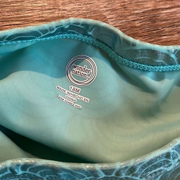 Wonder Nation Mermaid 3 Piece Swim Suit Bikini W Skirt Size 18 Months - Picture 6 of 11